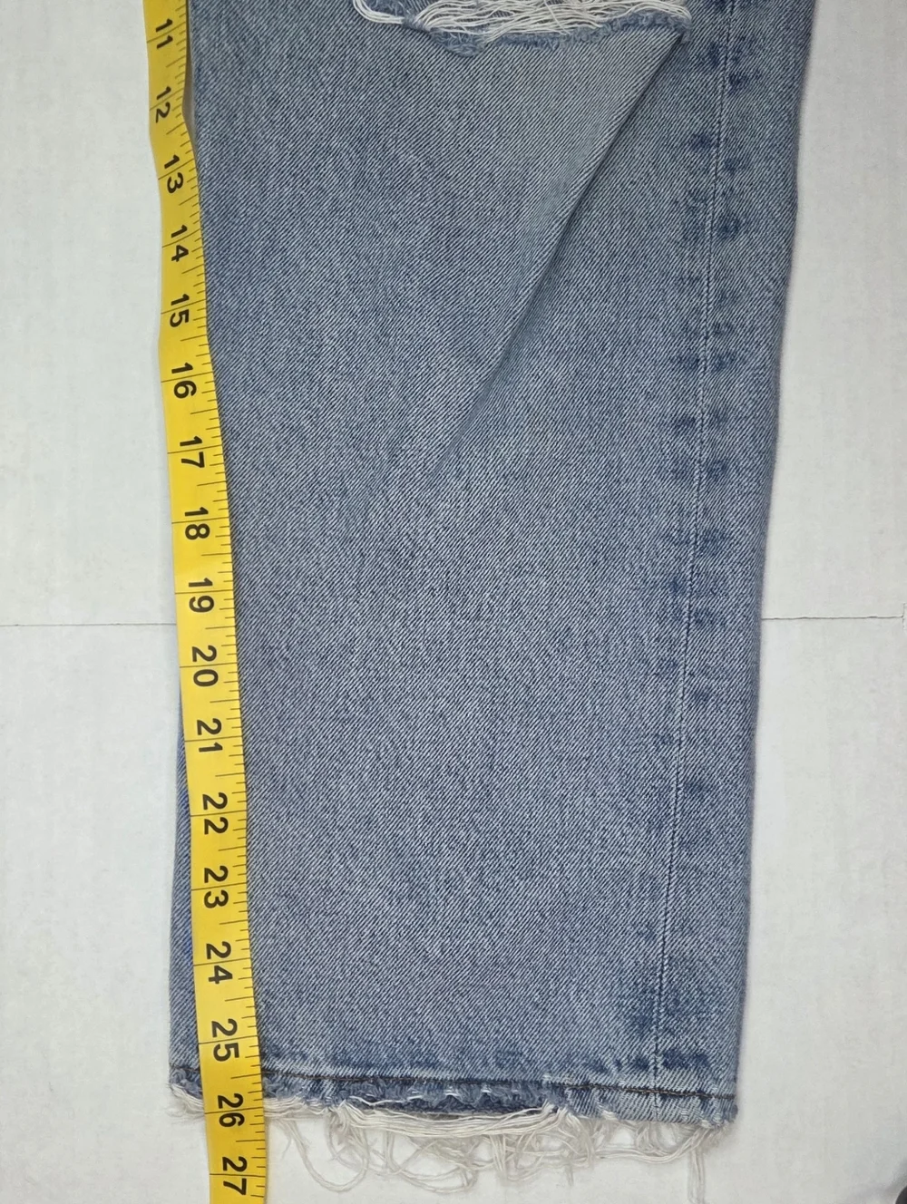 Agolde Womens 90s Crop Mid Rise Loose Straight Jeans Size 27 Echo Distressed
